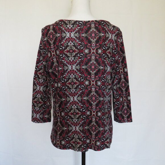 Charter Club ¾” Long Sleeves Intricate Pattern Women’s Knit Top M - Picture 6 of 8